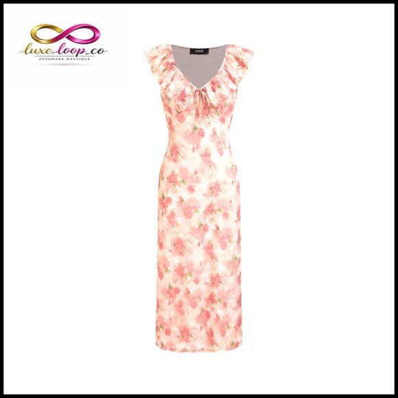Dresses & Skirts - Floral Ruffle V-Neck Maxi Dress Formal Wedding Guest Cocktail Outfit